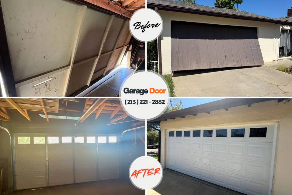 Before and after: garage door repair Eaton Rapids, MI